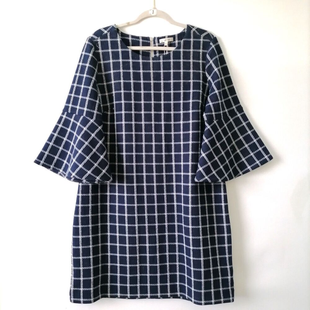 Tyler Boe Navy and White Check Midi Dress